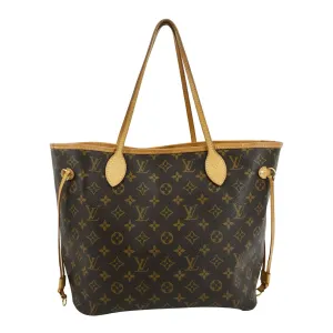 LOUIS VUITTON Neverfull MM Monogram Canvas Tote Bag Brown