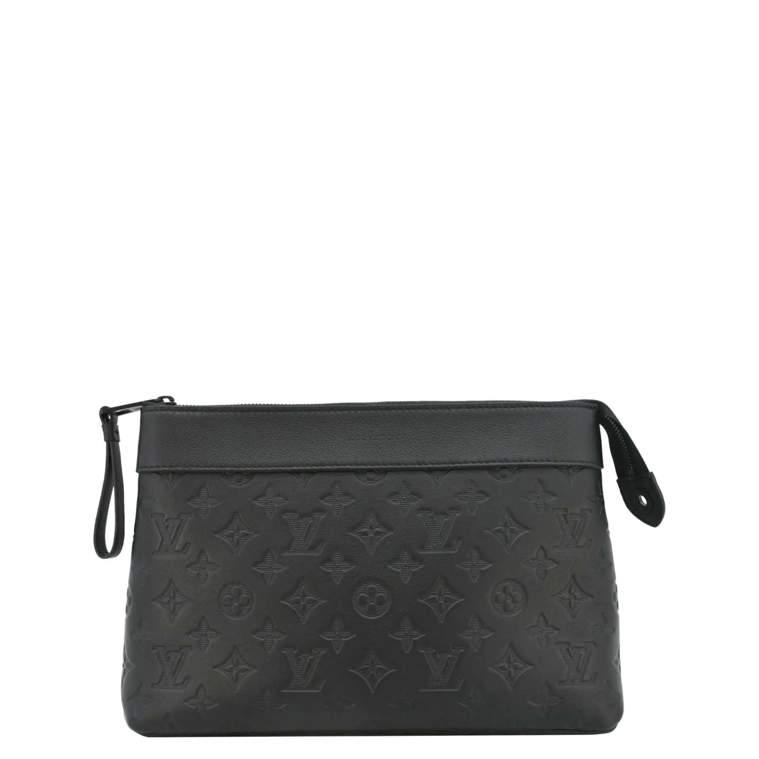 LOUIS VUITTON Pochette Voyage Monogram Shadow Leather Pouch Black