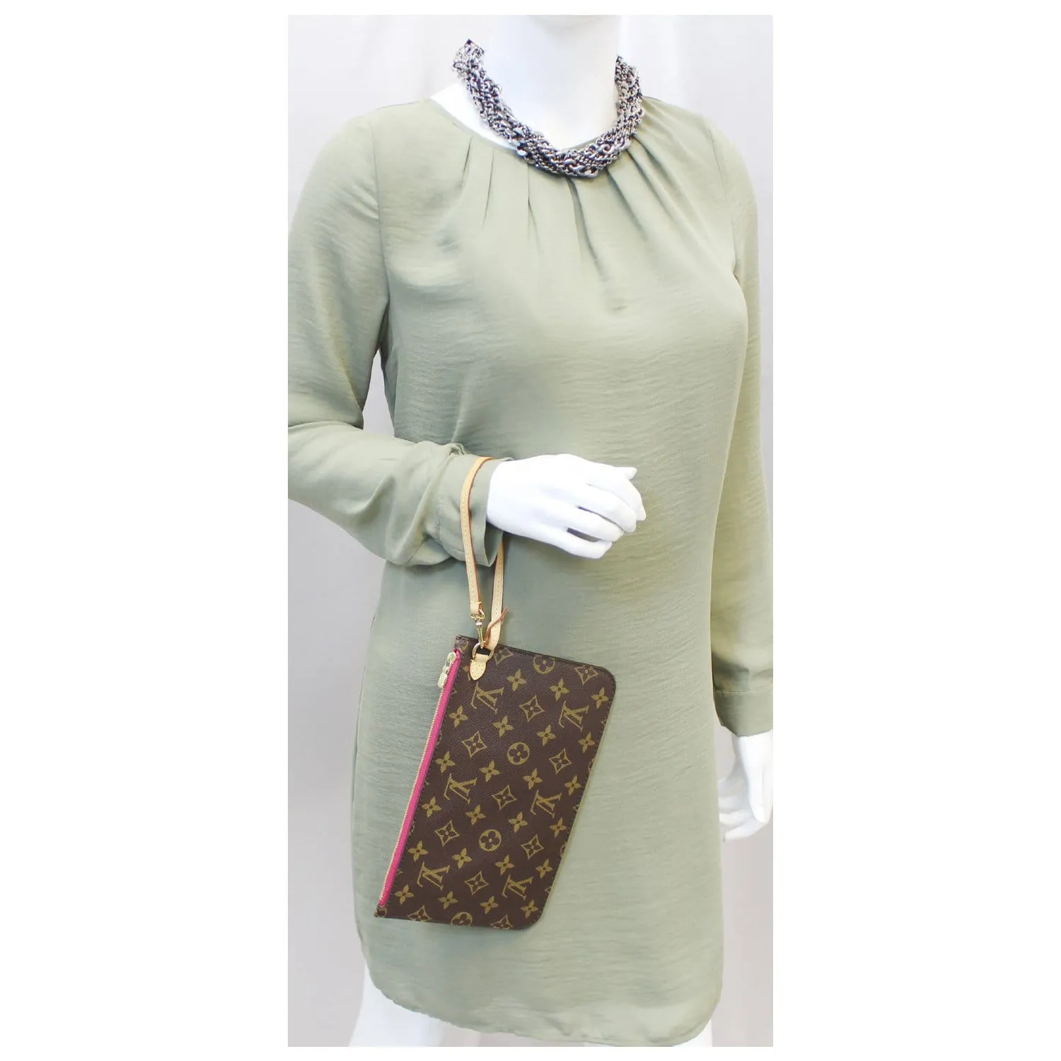 LOUIS VUITTON Pochette Wristlet Pouch Monogram Canvas Neverfull