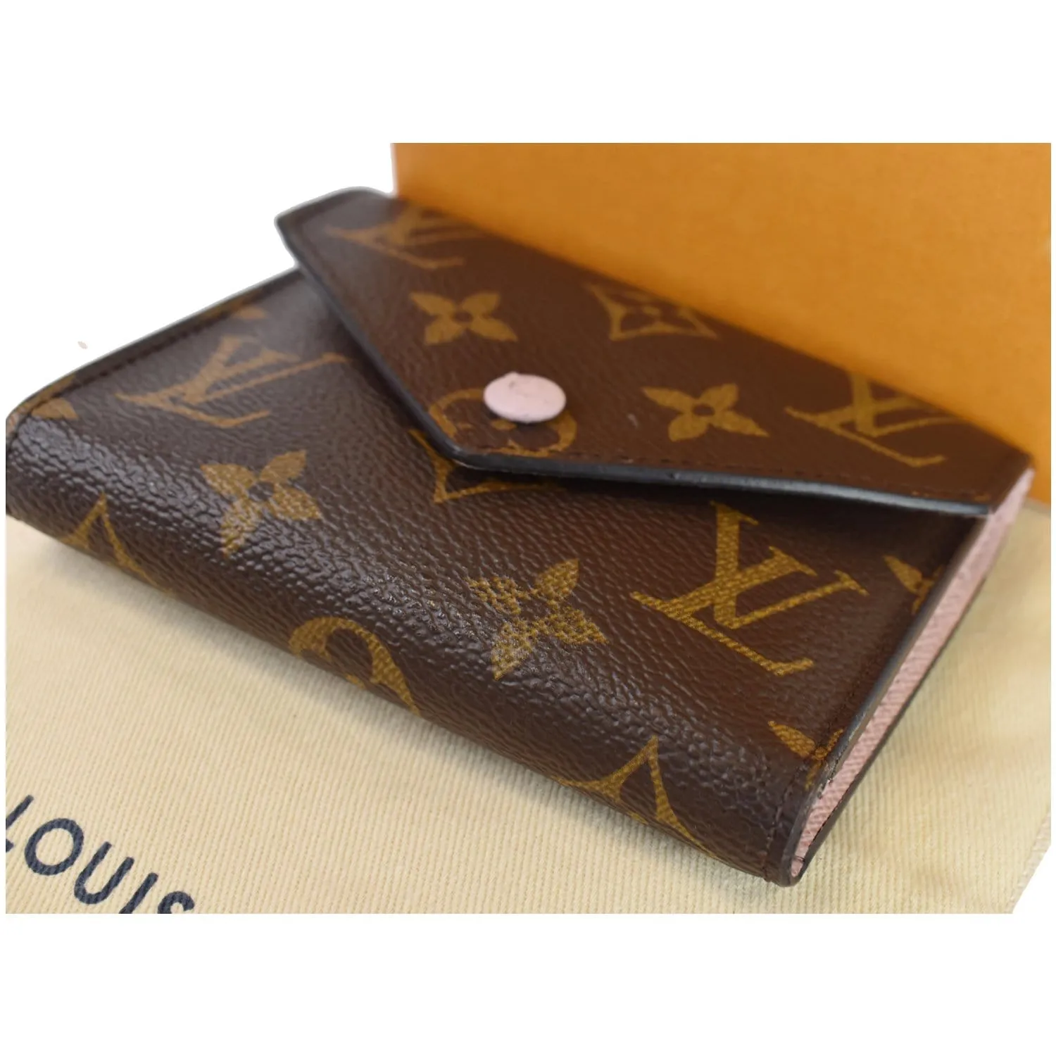 LOUIS VUITTON Victorine Monogram Canvas Wallet Rose Ballerina
