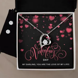 Love of my Life Valentine's Forever Heart Necklace & Cubic Zirconia Earring Set