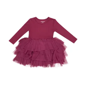 L/S LAYERED TULLE DRESS - SOLID ROSE BUD