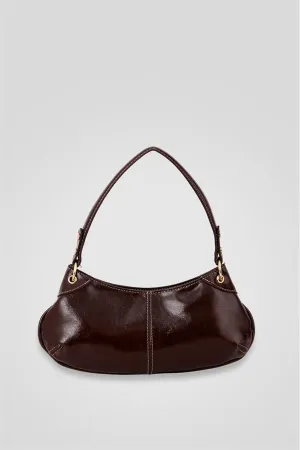 <tc>Sac à main pour femme Leroy en couleur marron foncé avec anse.</tc>