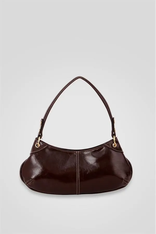 <tc>Sac à main pour femme Leroy en couleur marron foncé avec anse.</tc>