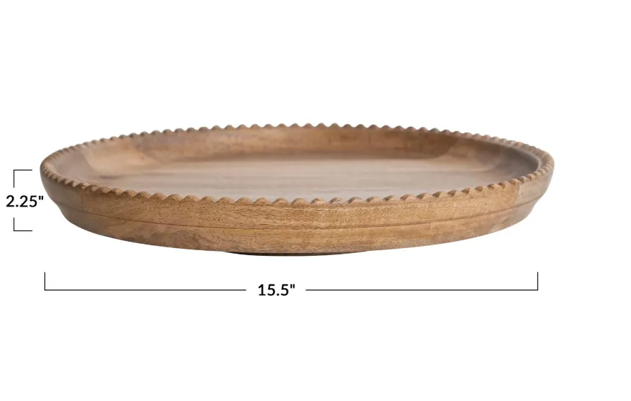 Mango Wood Lazy Susan w/ Scalloped Edge