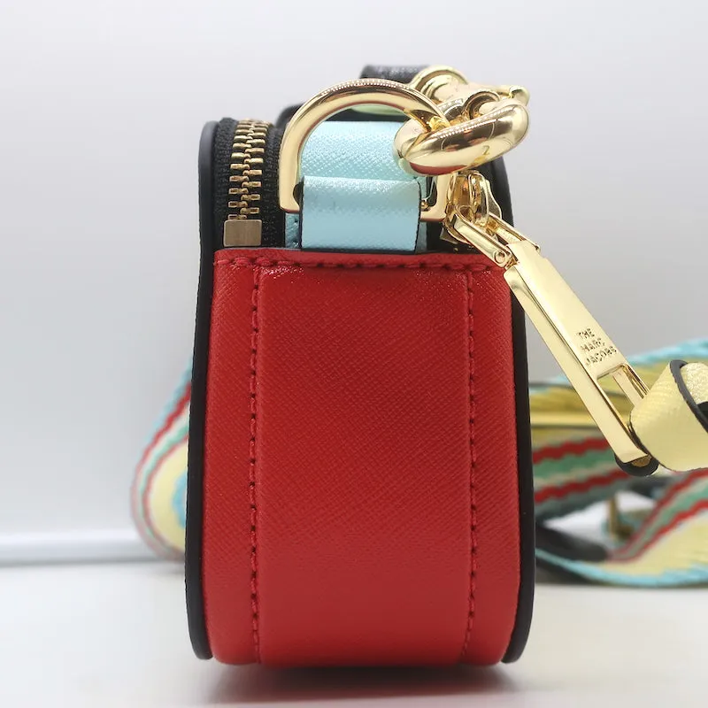 Marc Jacobs The Snapshot Bag Pale Yellow/Blue/Red Saffiano Leather Crossbody