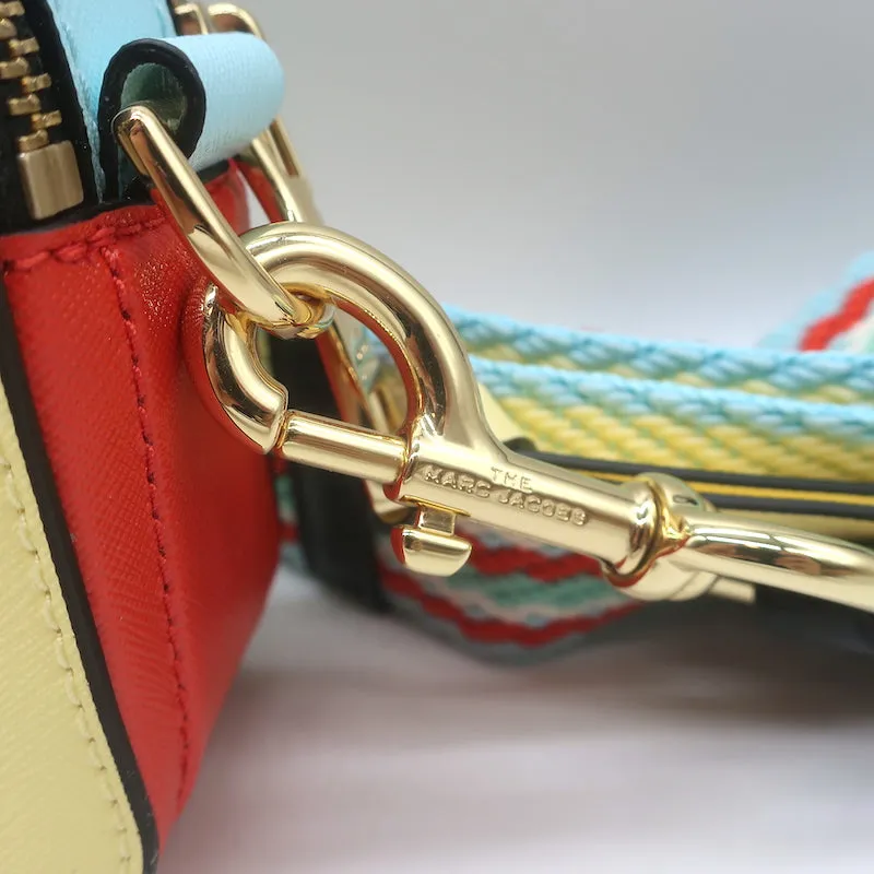 Marc Jacobs The Snapshot Bag Pale Yellow/Blue/Red Saffiano Leather Crossbody