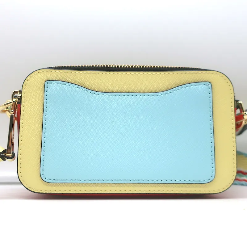 Marc Jacobs The Snapshot Bag Pale Yellow/Blue/Red Saffiano Leather Crossbody