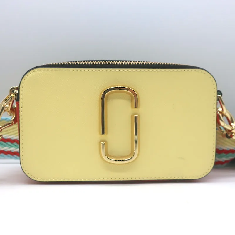 Marc Jacobs The Snapshot Bag Pale Yellow/Blue/Red Saffiano Leather Crossbody