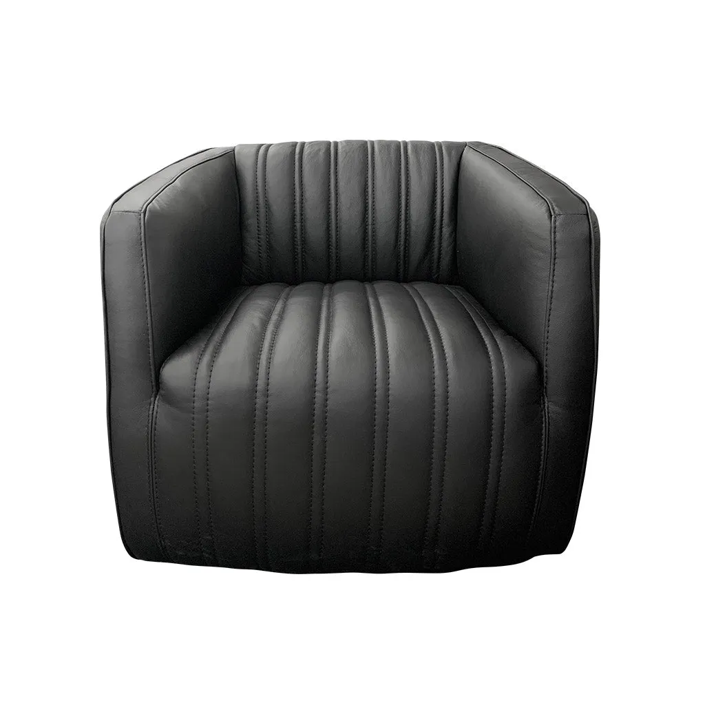 Marvy Leather Swivel Chair - Urban Sofa Atollo Black Leather