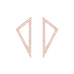 Medium All Diamond Triangle Earrings | Rose Gold