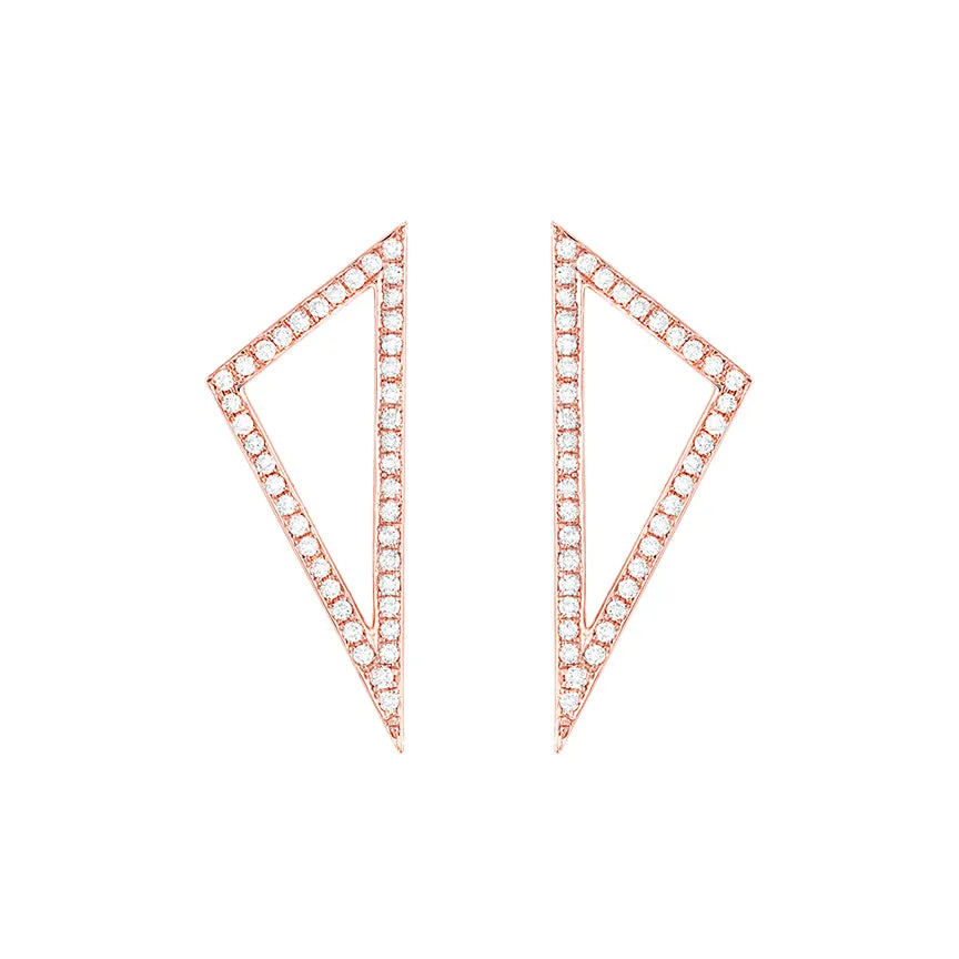 Medium All Diamond Triangle Earrings | Rose Gold