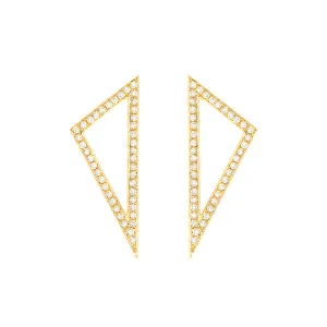 Medium All Diamond Triangle Earrings | Yellow Gold