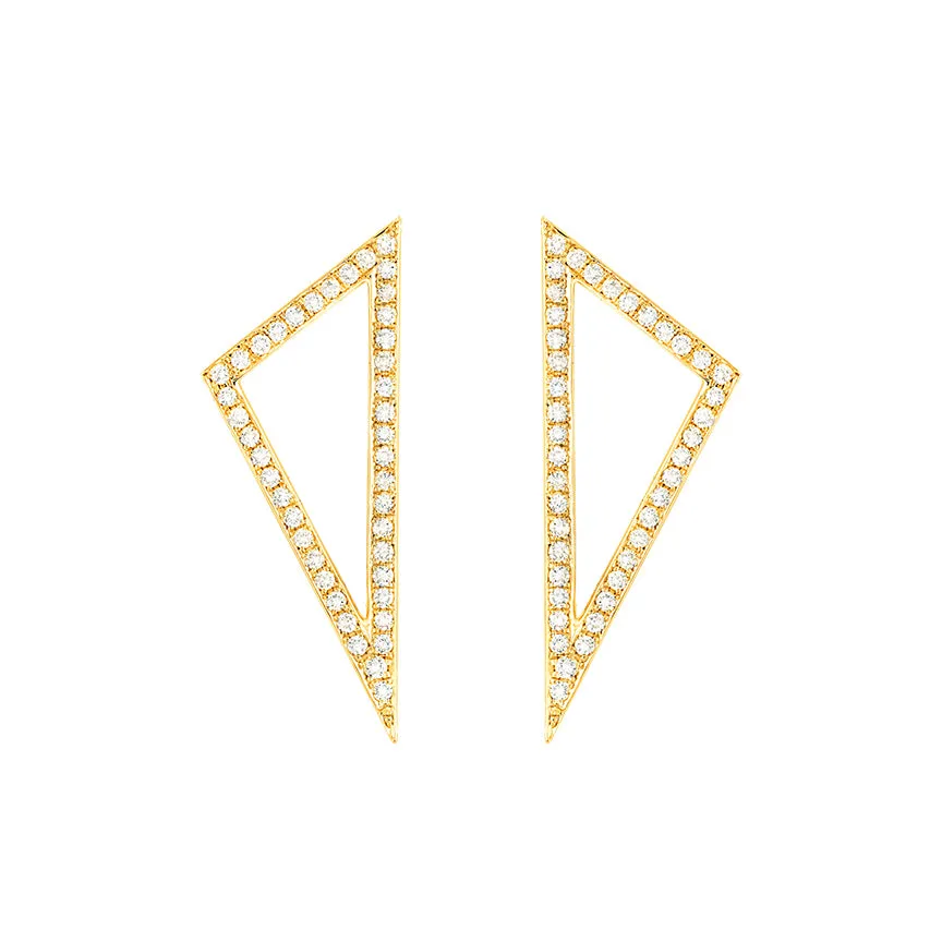 Medium All Diamond Triangle Earrings | Yellow Gold
