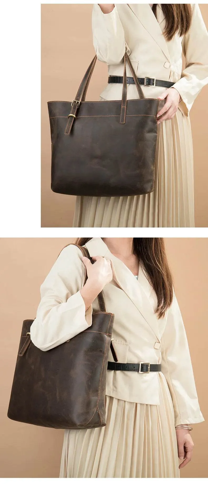 Men Women’s Crazy Horse Leather Messenger Bag Totes