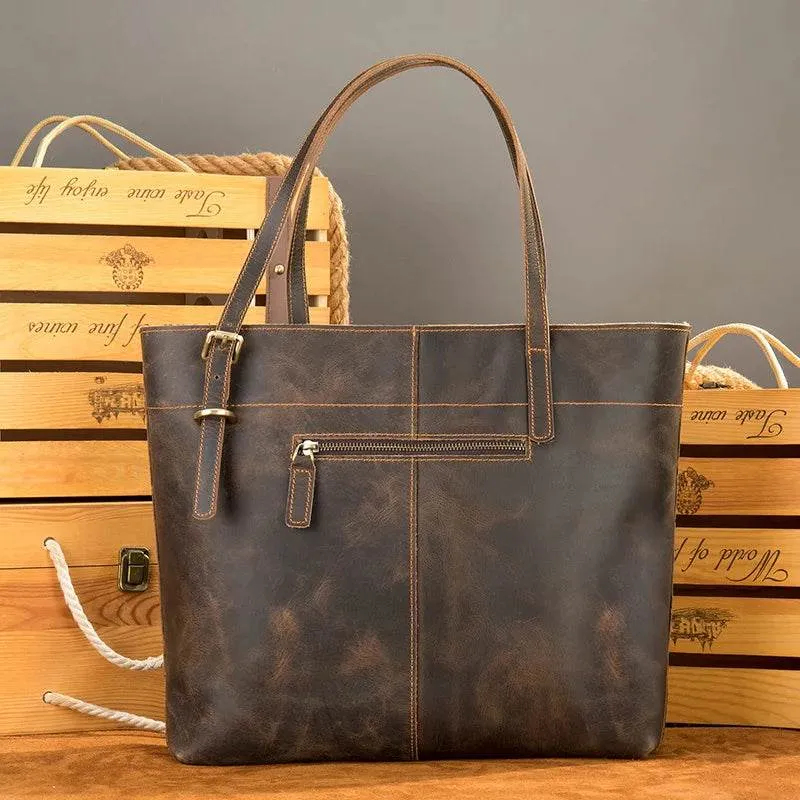 Men Women’s Crazy Horse Leather Messenger Bag Totes