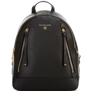 Michael Kors Brooklyn Medium Pebbled Leather Black Backpack - 30H1GBNB2L