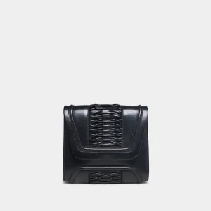Mini Giovanna braided black clutch