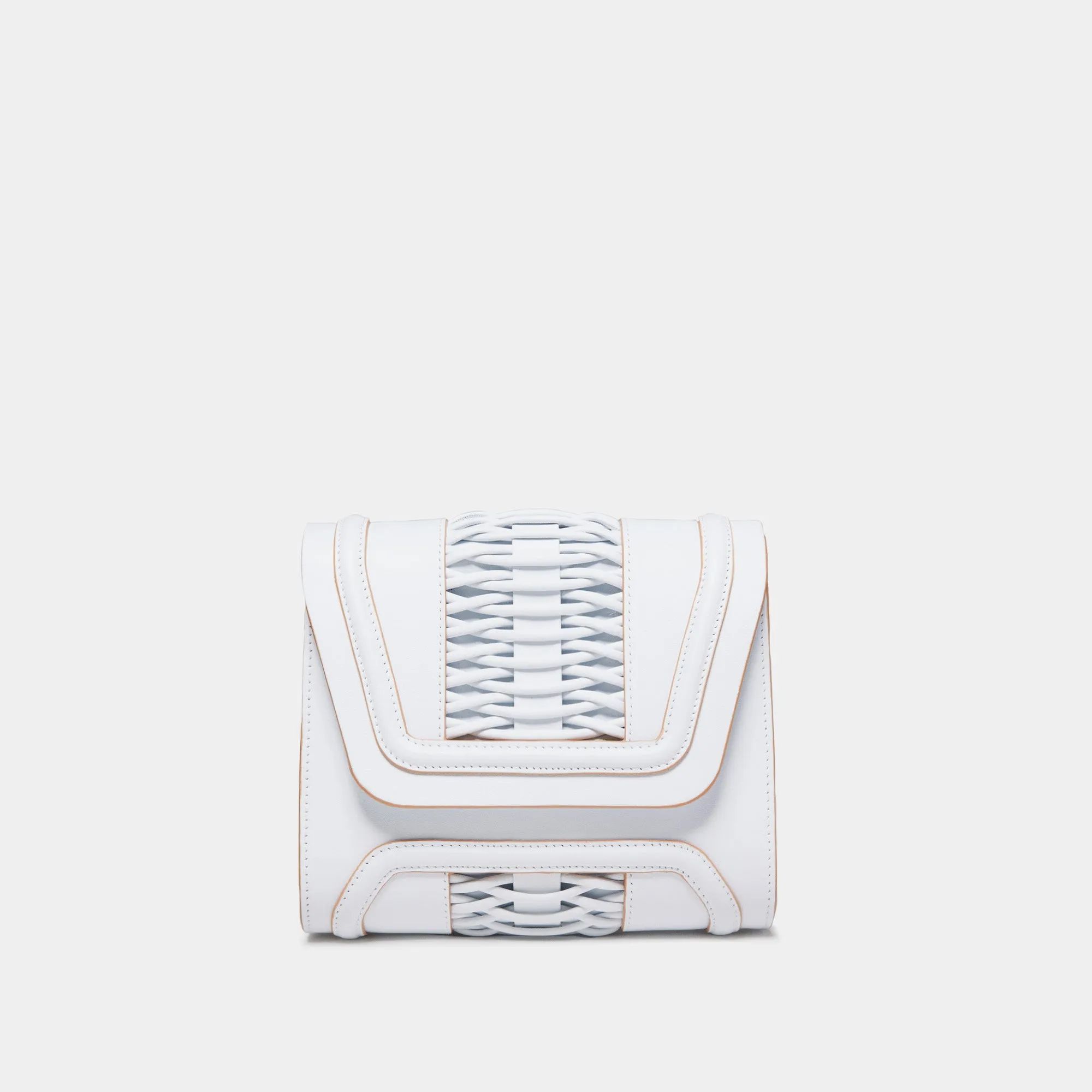 Mini Giovanna white braided clutch