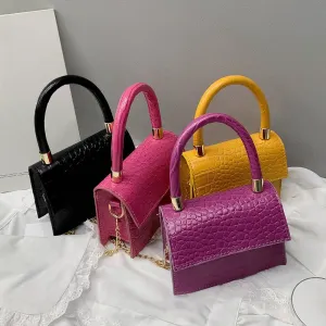 Mini Small Square bag 2020 New Fashion Quality PU Leather Women's Handbag Alligator Leather Chain Shoulder Messenger Bags totes