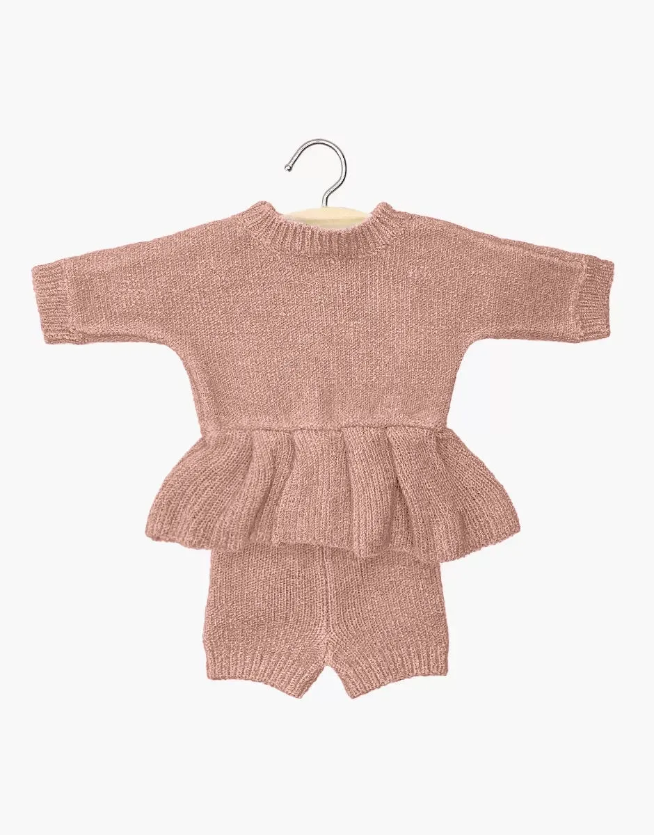 Minikane knit wool blend complete doll clothing set blush