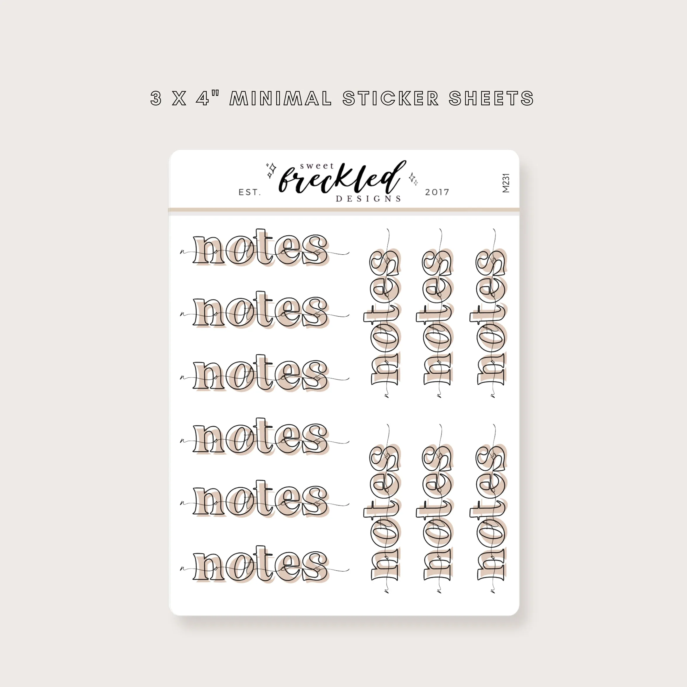 Minimal Bold "Notes" Text Stickers