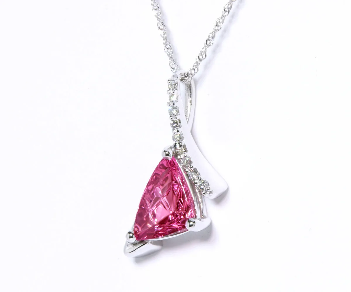 Modern Pink Tourmaline and Diamond Necklace