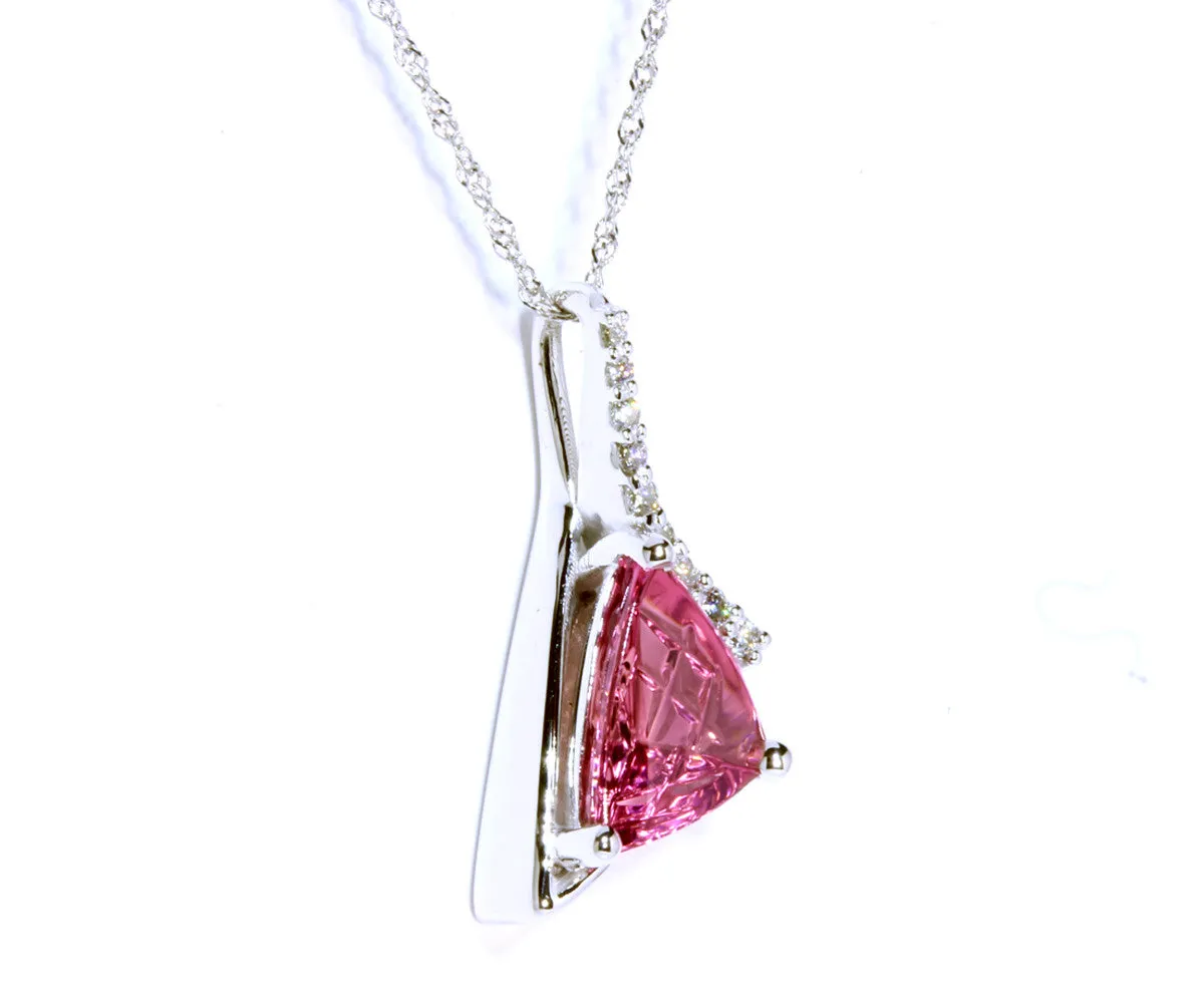Modern Pink Tourmaline and Diamond Necklace