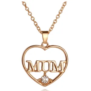 “Mum” Heart Shaped Rhinestone Decor Necklace