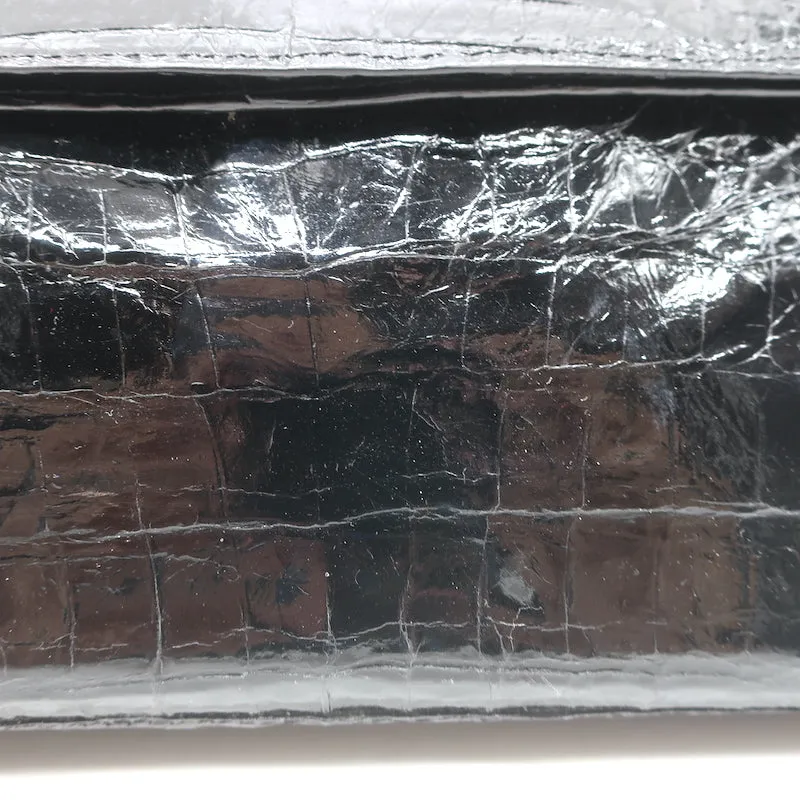 Nancy Gonzalez Crocodile Trapezoid Clutch Black Small Shoulder Bag