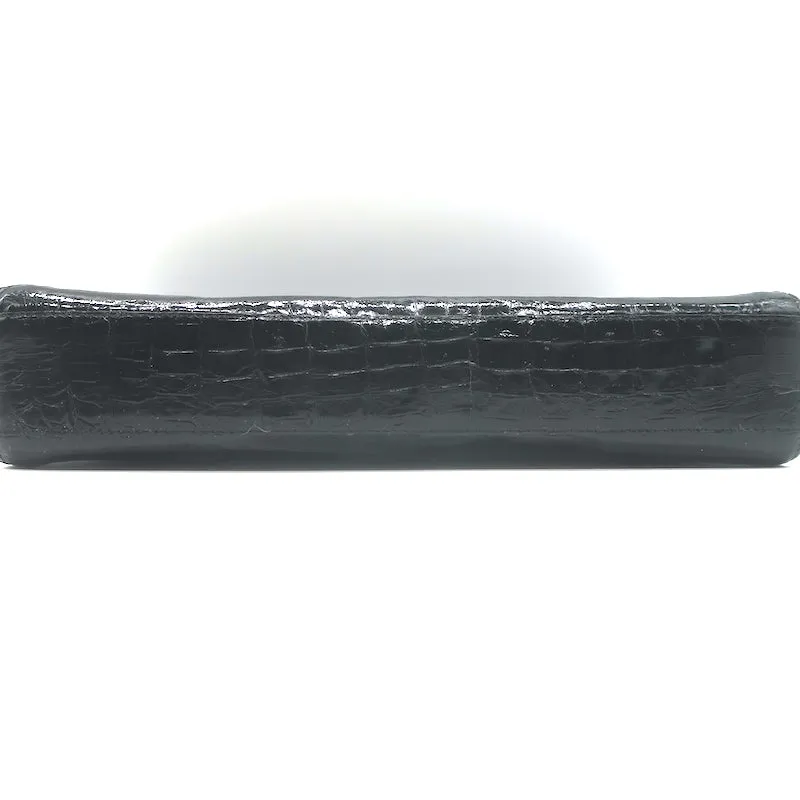 Nancy Gonzalez Crocodile Trapezoid Clutch Black Small Shoulder Bag
