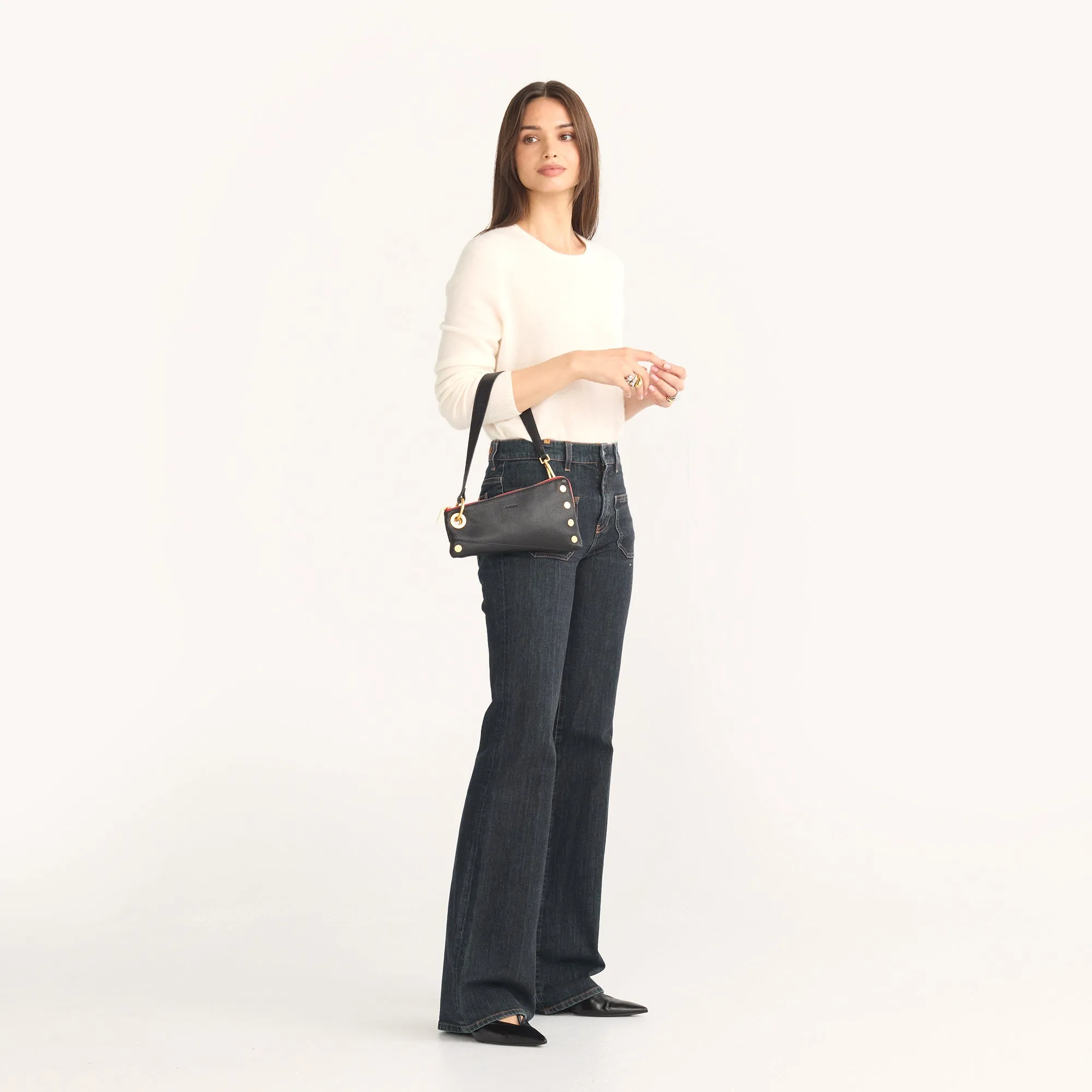 Nash Pochette | Black/Brushed Gold Red Zip