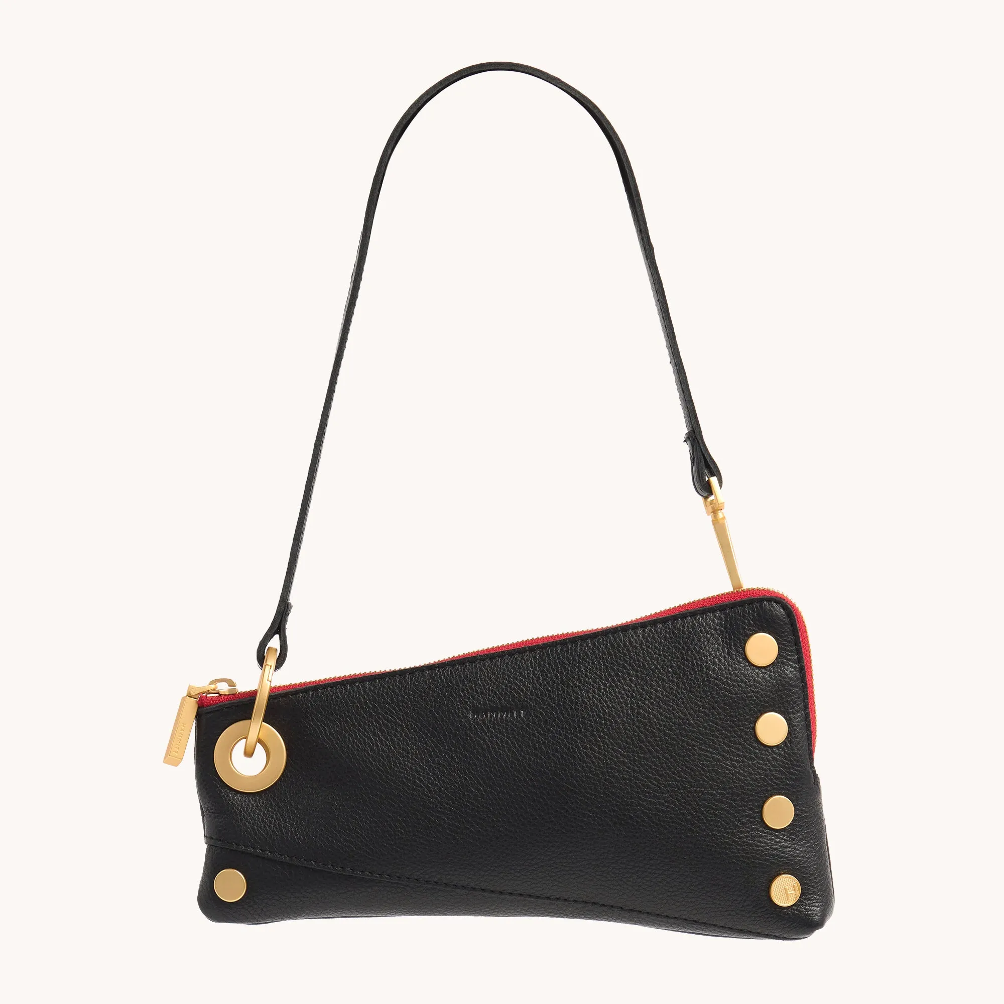 Nash Pochette | Black/Brushed Gold Red Zip