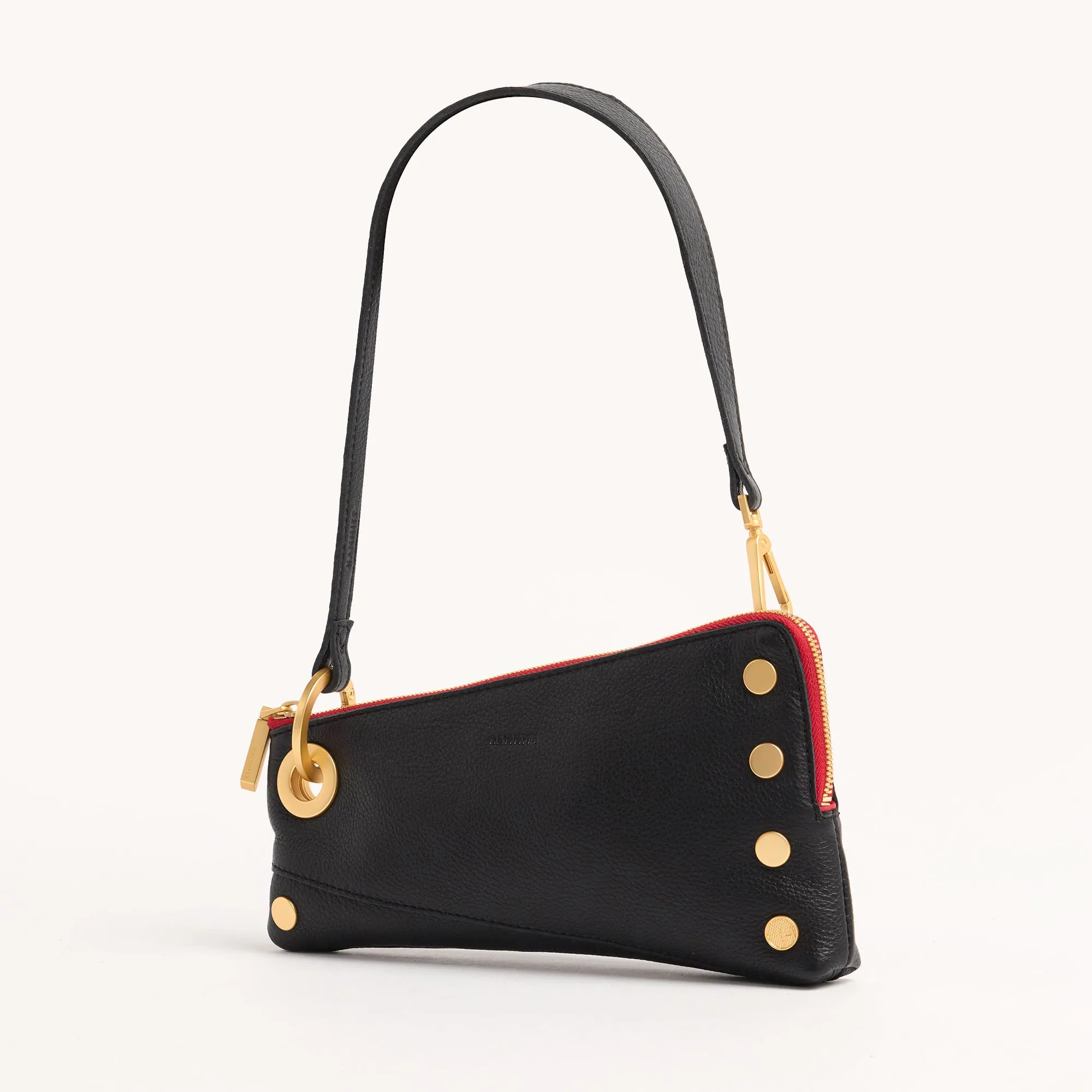 Nash Pochette | Black/Brushed Gold Red Zip