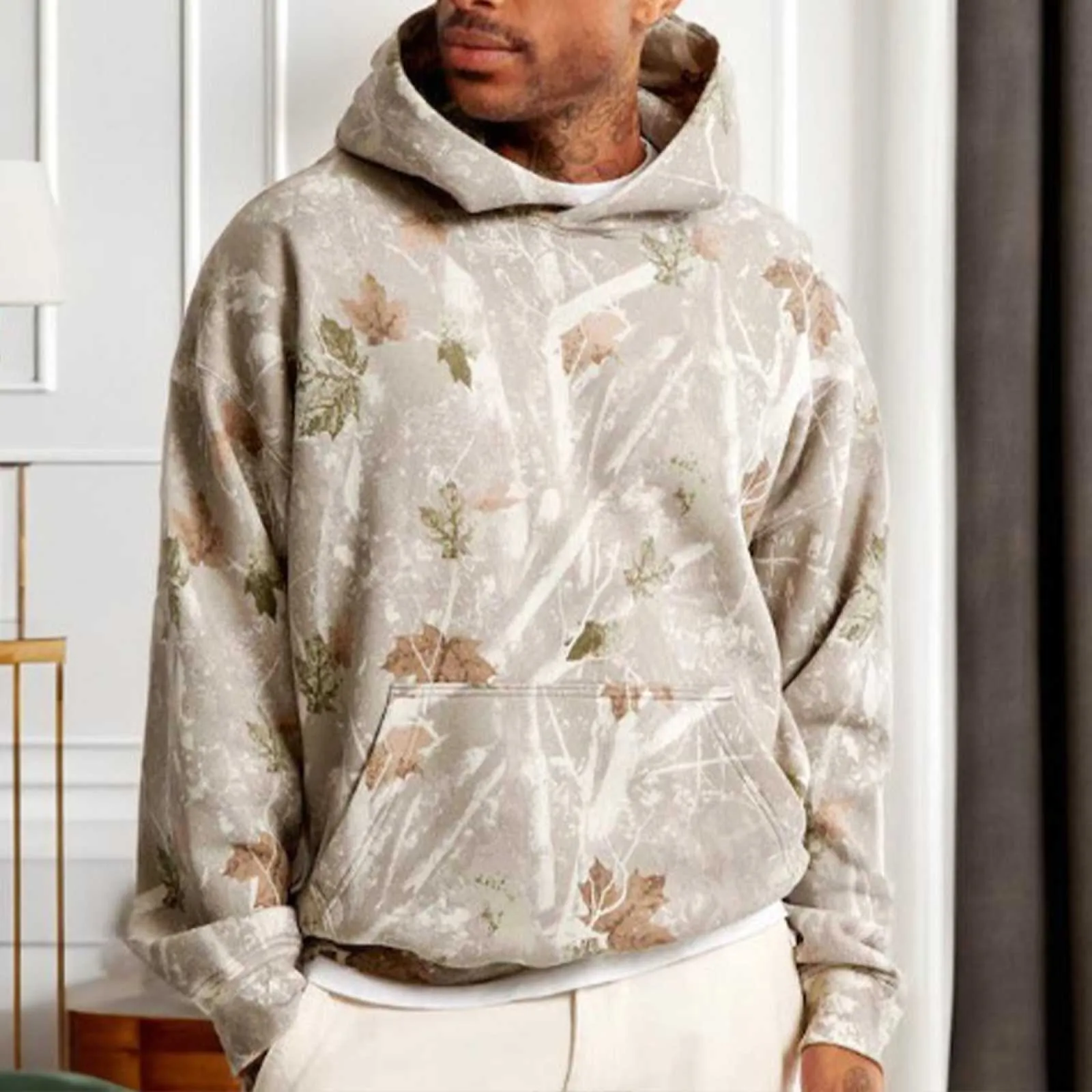 NEW Retails $70 Helloice Camouflage Maple Leaf Digital Print Hoodie Sz L