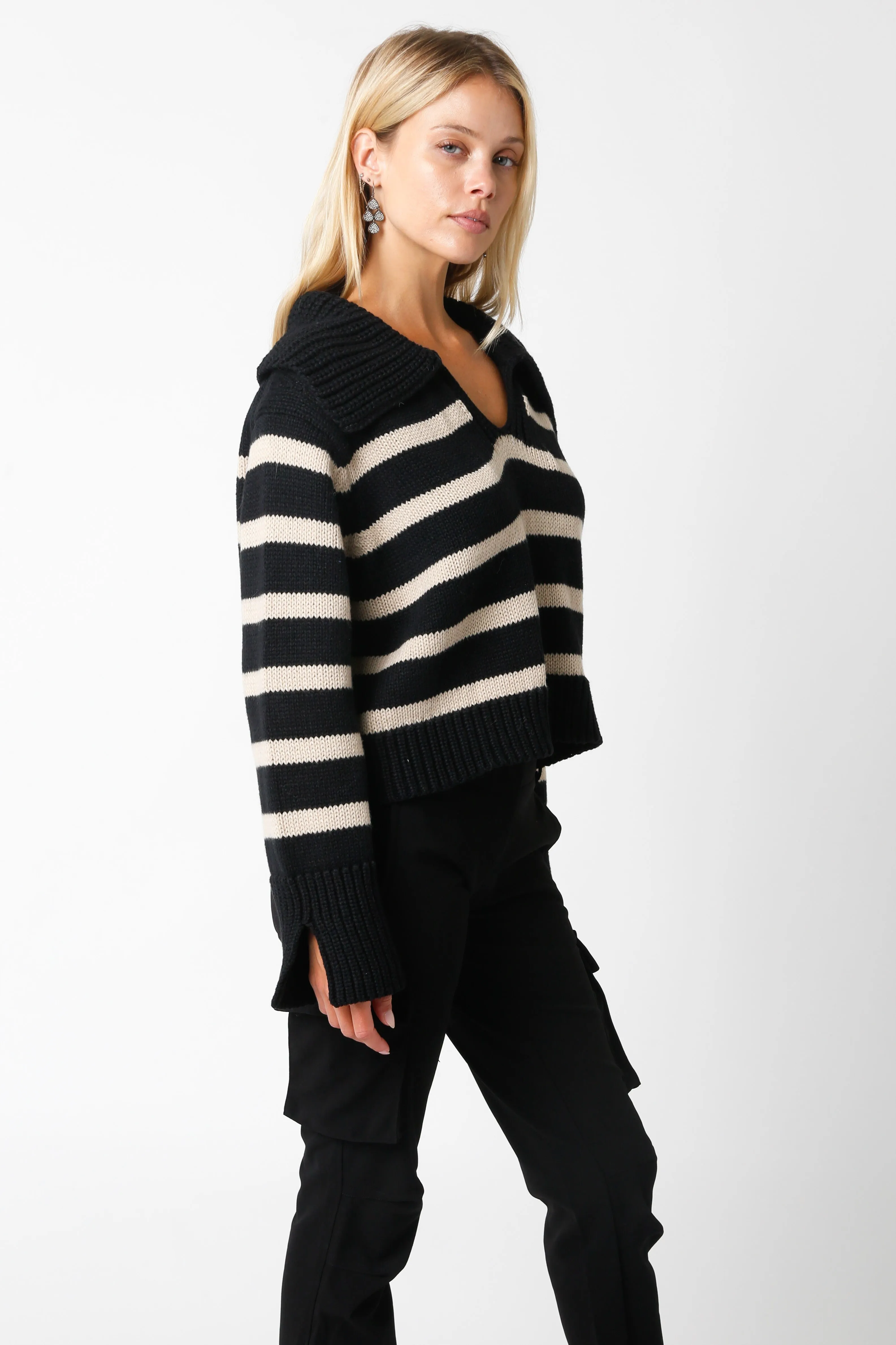 Noah Striped Sweater Black