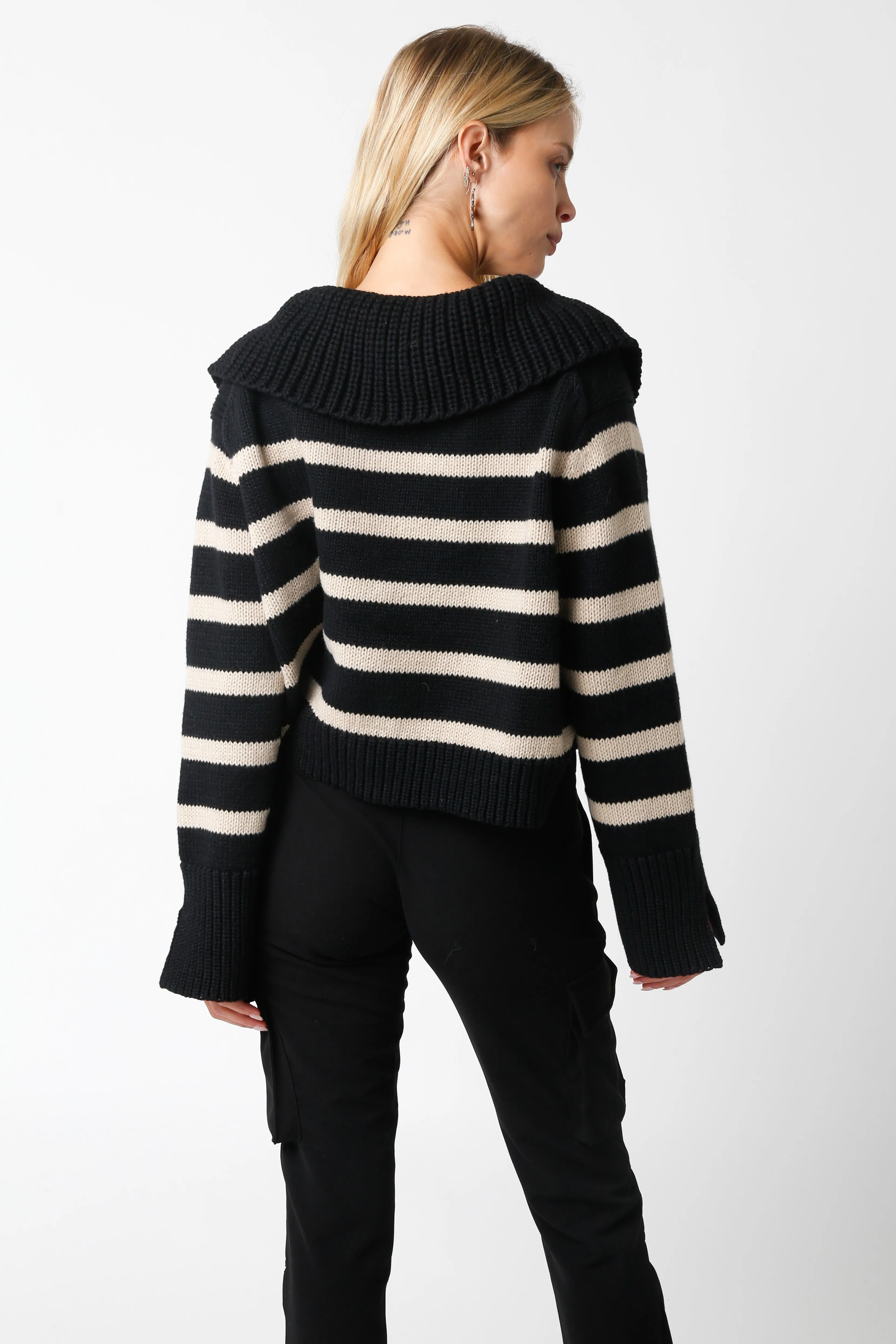 Noah Striped Sweater Black