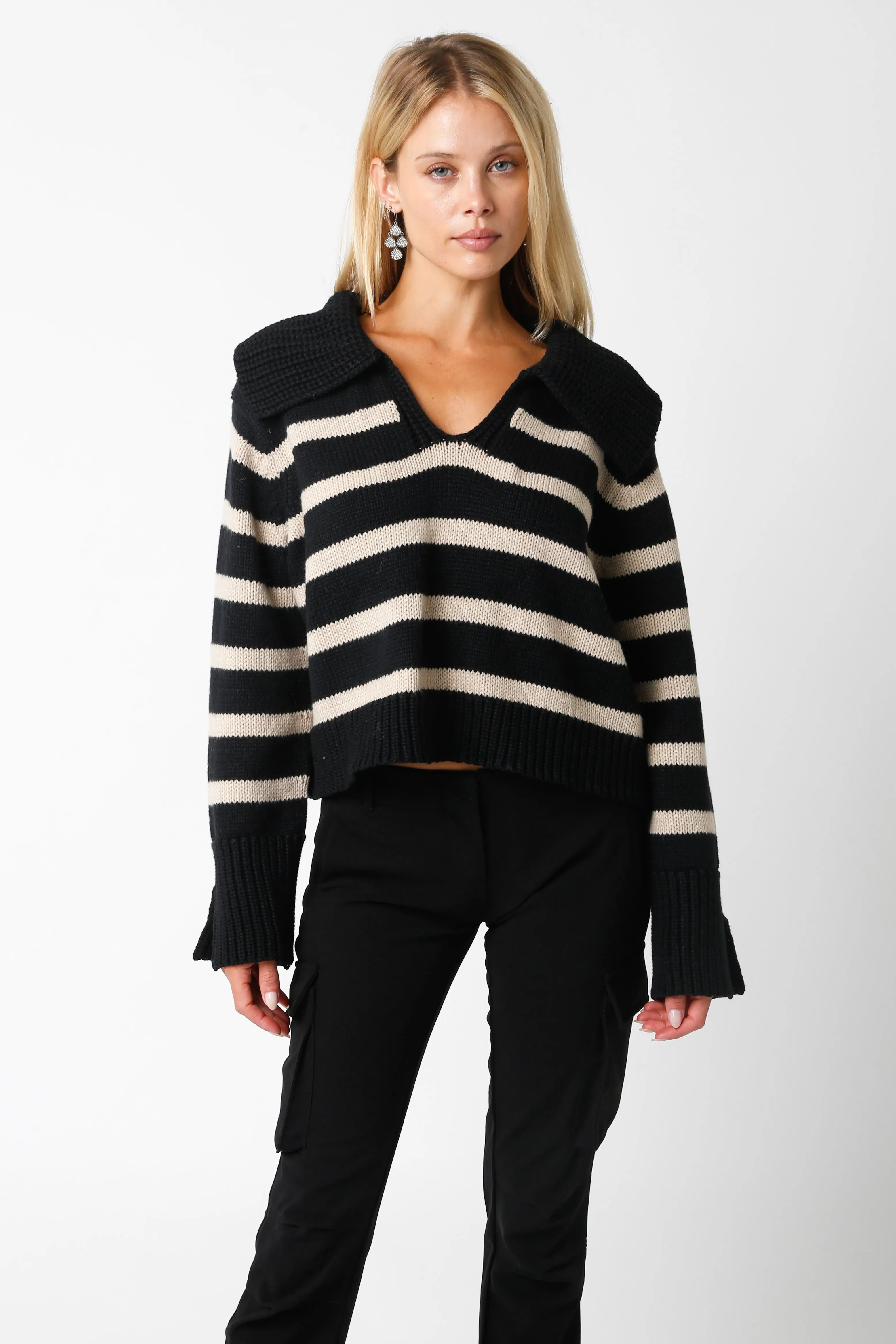 Noah Striped Sweater Black