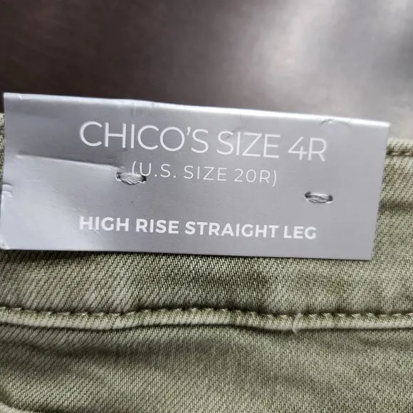 NWT Chico's High Rise Straight Leg Ankle Jean Sage Size Chico's 4 US Size 20