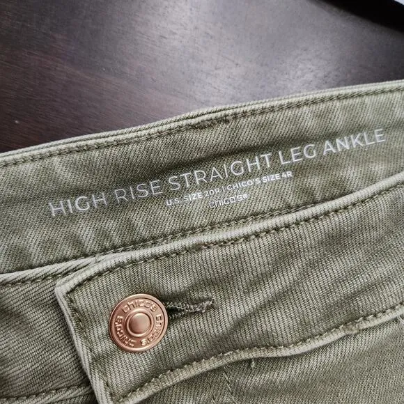 NWT Chico's High Rise Straight Leg Ankle Jean Sage Size Chico's 4 US Size 20