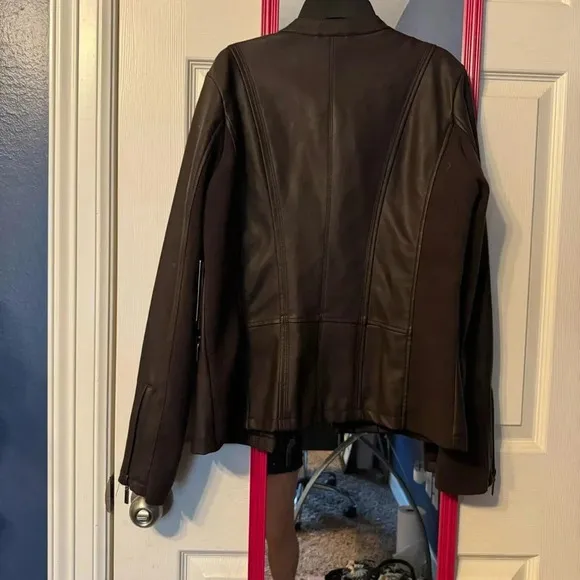 NWT Mo-Ka brown faux leather jacket