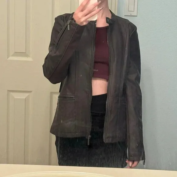 NWT Mo-Ka brown faux leather jacket