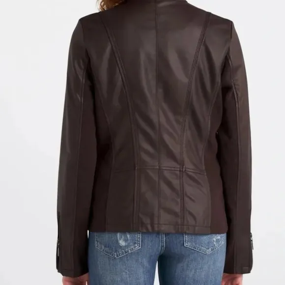 NWT Mo-Ka brown faux leather jacket