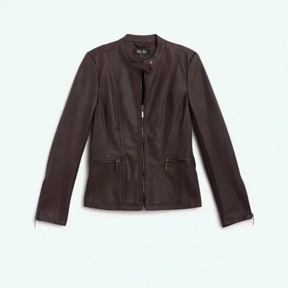 NWT Mo-Ka brown faux leather jacket