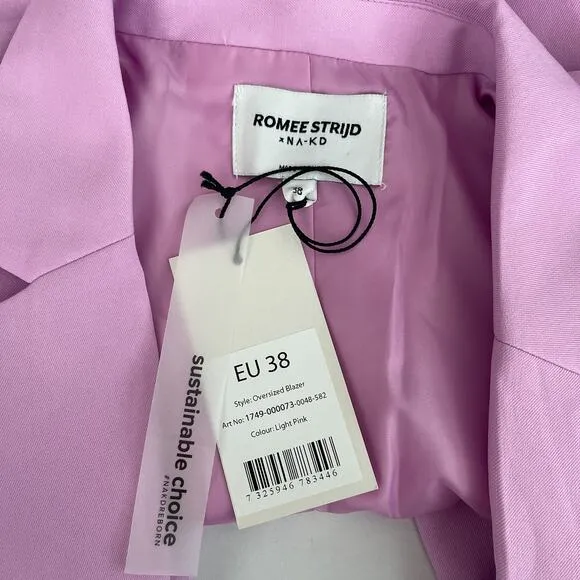 NWT NA-KD x Romee Strijd Oversized Blazer Light Pink Women's Size 38 / Small 6