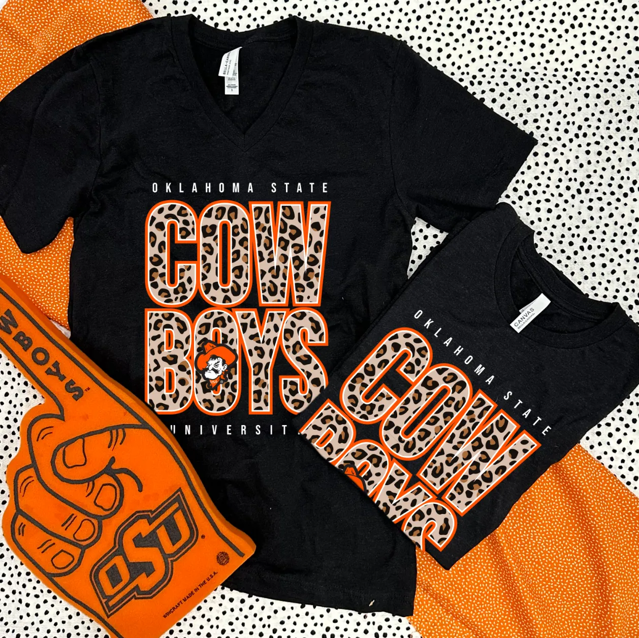 OK STATE 2024: Cowboys Bold Leopard (BELLA CANVAS VNECK)