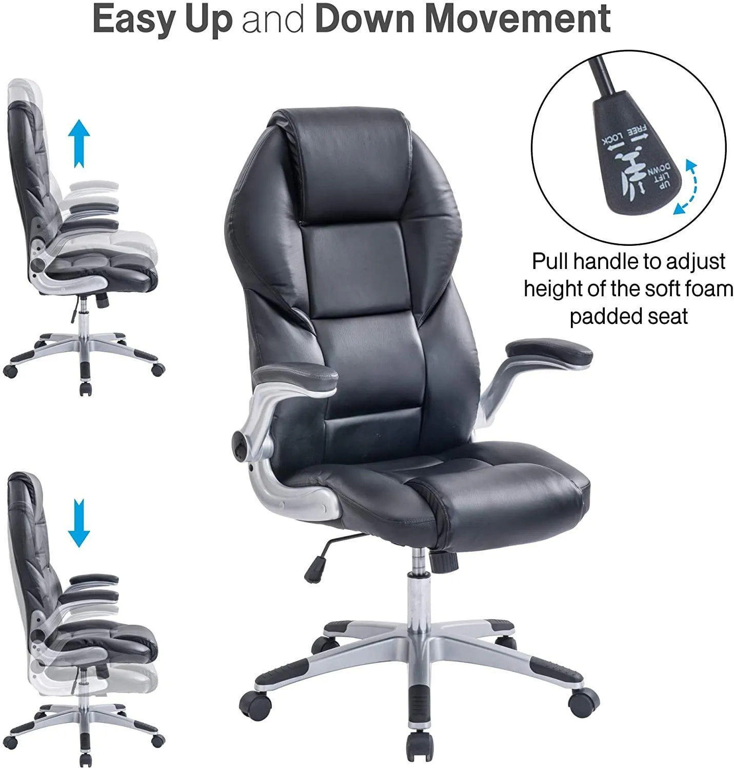 Olsen & Smith Executive Office Desk Chair Swivel PC Computer Office Desk Chairs with Arms and Back Support for Home & Office & Gaming Chair Use for Adults