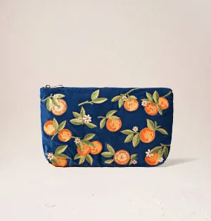 Orange Blossom Everyday Pouch - Cobalt Velvet