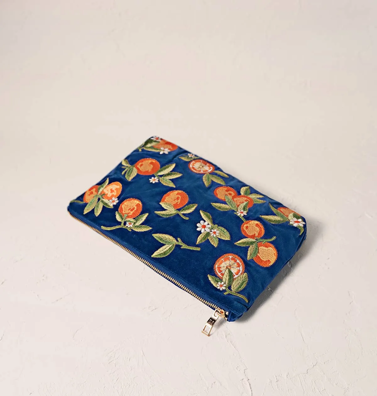 Orange Blossom Everyday Pouch - Cobalt Velvet