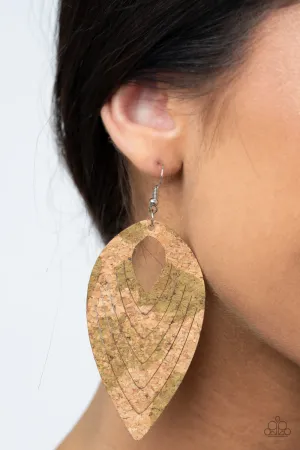 Paparazzi - Cork Cabana - Green Earrings
